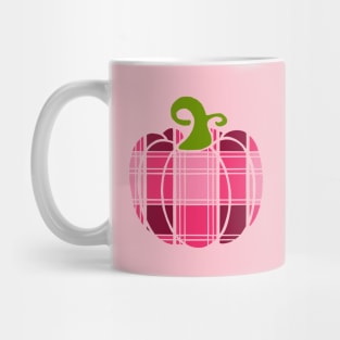 Pink Plaid Pumpkin Mug
